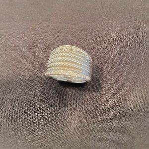 David Yurman white diamond rope sterling silver ring